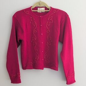 Pink Cardigan with Embroidered Details